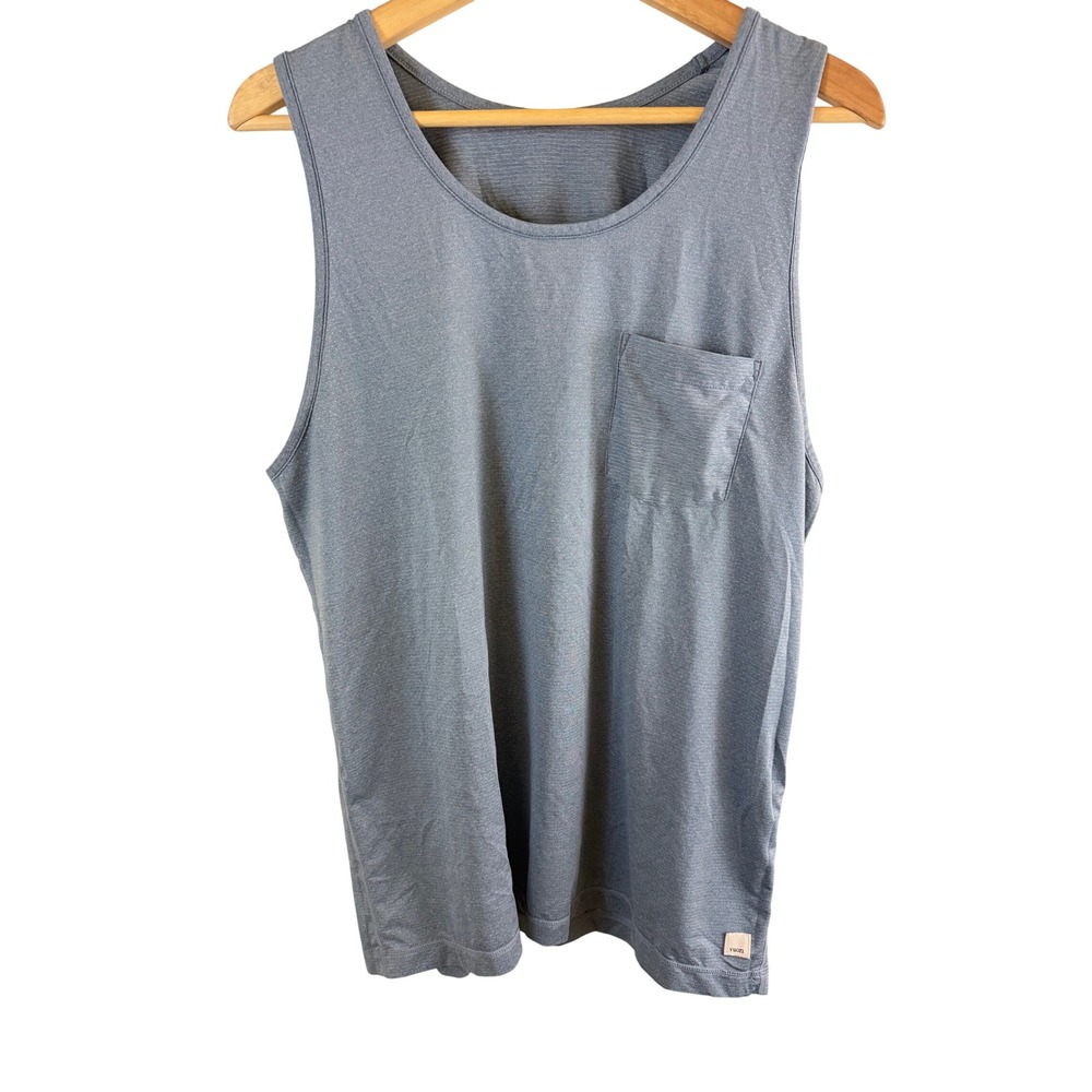 Vuori Tradewind Performance Tank Men Medium Blue V142 Pocket Activewear